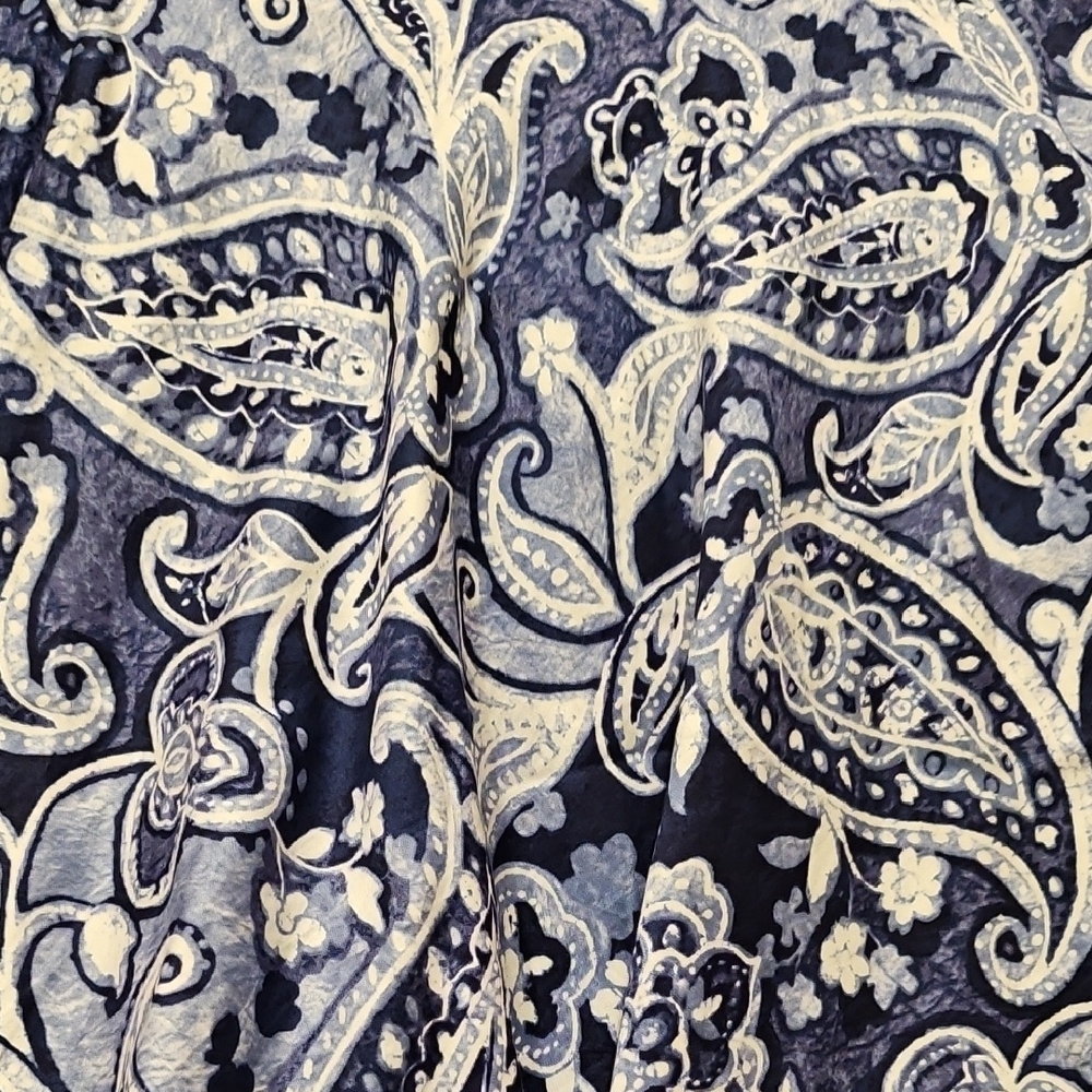Lauren Ralph Lauren Blue and White Paisley Floral A-Line Pleated Skirt - Picture 14 of 16